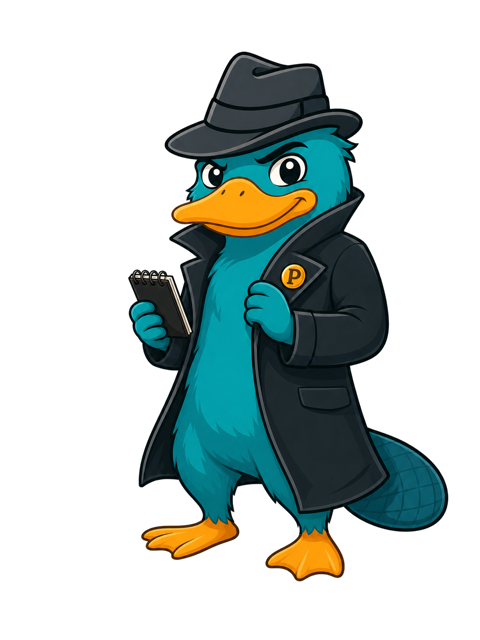 Agent P in a fedora, standing covertly nearby to observe the mentor's experiment